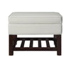 Leatherette Upholstered Wooden Cocktail Table with Lift Top Storage, White  and Brown