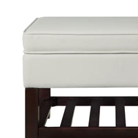 Leatherette Upholstered Wooden Cocktail Table with Lift Top Storage, White  and Brown