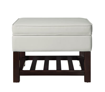 Leatherette Upholstered Wooden Cocktail Table with Lift Top Storage, White  and Brown
