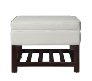 Leatherette Upholstered Wooden Cocktail Table with Lift Top Storage, White  and Brown