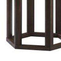Hexagonal Shape Wooden End Table with Marble Top, Pack of Two, Black and Brown