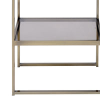 Modern Style Two Tiered Metal and Glass End Table, Gold and Clear