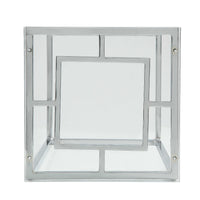 Acrylic Top Side Table Geometric C-Shaped Metal Base, Silver and Clear