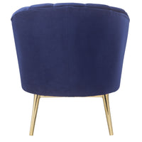 Metal and Fabric Accent Chair with Channel Tufting, Blue and Gold