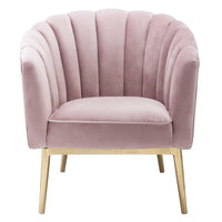 Metal and Fabric Accent Chair with Channel Tufting, Pink and Gold