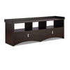 Wooden TV Stand with Three Open Media Compartments and Two Drawers, Espresso Brown