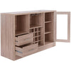 Contemporary Wooden Server with One Side Door Storage Cabinets and Two Drawers, Brown
