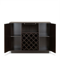 Contemporary Style Wooden Server with Two Side Door Storage Cabinets, Espresso Brown