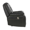 Faux Leather Upholstered Metal Power Reclining Chair with Pillow Top Arms, Black