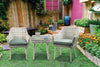 Resin Wicker and Metal Patio Bistro Set with Two Chairs and Table, Beige and Green, Set of Three