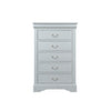 Traditional Style Five Drawer Wooden Chest with Bracket Base, Gray