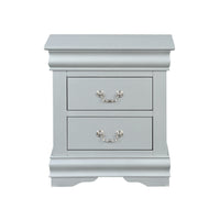 Traditional Style Wooden Nightstand with Two Drawers and Bracket Base, Gray