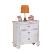 Transitional Wooden Three Drawers Nightstand with Round Glass Knobs, White