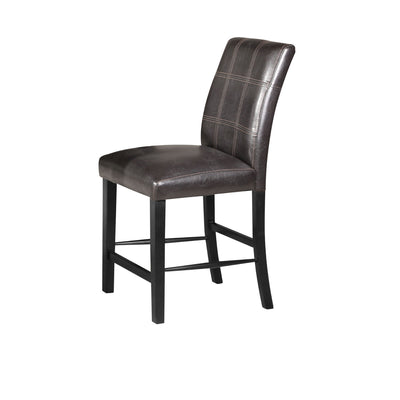 Leatherette Upholstered Counter Height Chair with Wooden Leg Support, Brown and Black, Set of Two