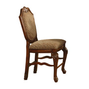Fabric Upholstered Wooden Counter Height Armless Chair with Claw Legs, Brown, Set of Two