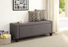 Linen Upholstered Wooden Bench with Storage, Gray and Brown