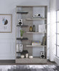 Faux Concrete Wooden Bookcase with Open Shelves, Gray and Black