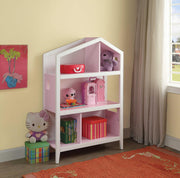 Wooden Kids Bookcase with Five Open Shelves, Pink and White