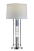 Contemporary Metal Table Lamp with Fabric Drum Shade, Silver and White