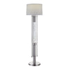 Contemporary Metal Floor Lamp with Fabric Drum Shade, Silver and White