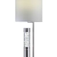 Metal Base Table Lamp with LED Glass Tube and Drum Shaped Shade, Silver and White