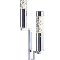 Contemporary Metal Table Lamp with Two LED Glass Cylinders, Silver