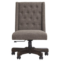 Button Tufted Polyester Upholstered Metal Swivel Chair with Adjustable Seat, Gray and Black