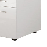 Modern Three Drawers Wooden File Cabinet with Castors, White