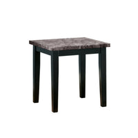 Faux Marble Top Table Set with Tapered Wooden Legs, Set of Three, Black and Gray