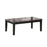 Faux Marble Top Table Set with Tapered Wooden Legs, Set of Three, Black and Gray