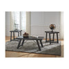Plank Style Acacia Wood Table Set with Canted Legs, Set of Three, Black