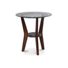 Round Wooden Table Set with Glass Top and Lower Shelf, Set of Three, Brown and Clear