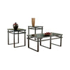 Metal Framed Table Set with Beveled Glass Top and Sled Legs, Set of Three, Black