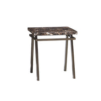 Faux Marble Top Table Set with Flared Metal Legs, Set of Three, Brown and Black