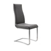 Stainless Steel Chair with Faux Leather Upholstery, Set of Two, Gray and Silver