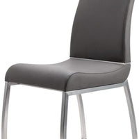 Faux Leather Upholstered Dining Chair with Stainless Steel Legs, Set of Two, Gray and Silver