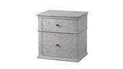 Fabric Upholstered Wooden Nightstand with Two Drawers, Light Gray
