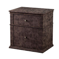 Leatherette Upholstered Wooden Nightstand with Two Drawers, Brown