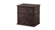 Leatherette Upholstered Wooden Nightstand with Two Drawers, Brown