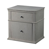 Spacious Fabric Upholstered Wooden Nightstand with Two Drawers, Light Gray