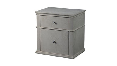 Spacious Fabric Upholstered Wooden Nightstand with Two Drawers, Light Gray