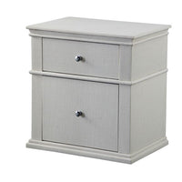 Fabric Upholstered Wooden Nightstand with Two Drawers, White