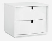 Two Drawers Wooden Nightstand with Cut Out Handle, White