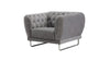 Fabric  Upholstered Wooden Chair with Tufted Back and Steel Legs, Gray