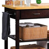 Dual Finish Wooden Kitchen Cart with Two Open Shelves and Two Storage Drawers, Brown