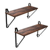 Iron Framed Wooden Wall Mounted Floating Shelves, Set of Two, Brown and Black