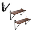 Iron Framed Wooden Wall Mounted Floating Shelves, Set of Two, Brown and Black