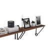 Iron Framed Wooden Wall Mounted Floating Shelves, Set of Two, Brown and Black