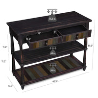 Wooden Console Table with Two Drawers and Two Storage Shelves, Brown