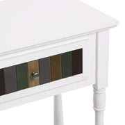 Stylish Wooden Console Table with Two Drawers and Plank Style Shelf, White